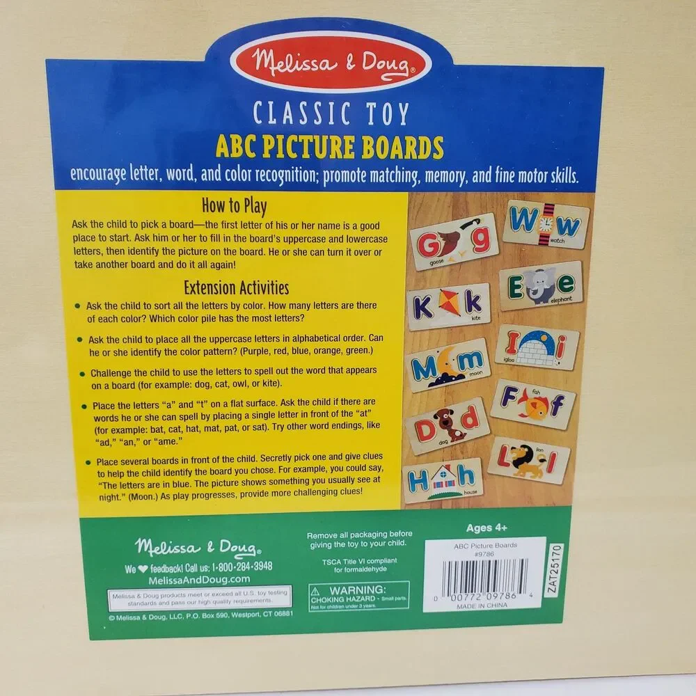 Melissa And Doug ABC Picture Board  Wooden Classic Toy 4And Up